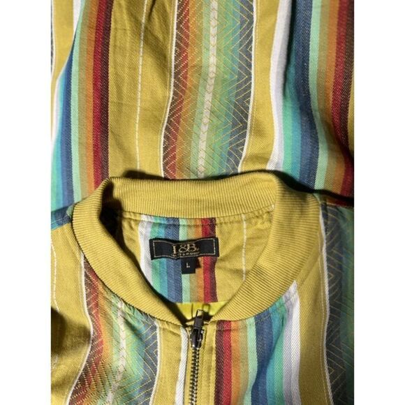 Lucky & Blessed Southwest Boho Bomber Jacket Aztec Rainbow Striped Large - Picture 4 of 4